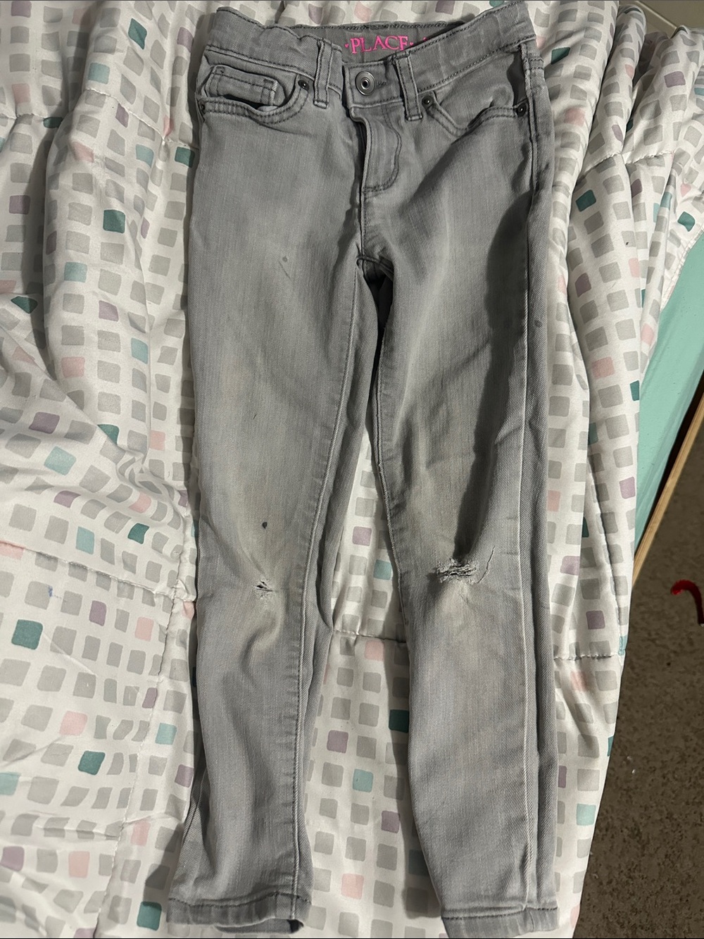 The Children's Place Gray Skinny Jeans with Knee Distress